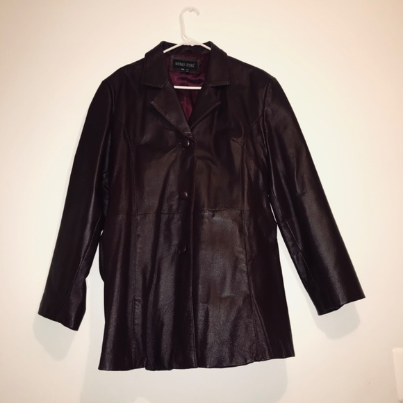 Vintage 90s Women Oscar Piel Dark Burgundy Genuine 100% Leather Jacket Coat 2XL - Picture 13 of 13